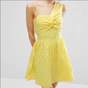 ASOS Women’s One Shoulder Mini Bubble Dress Yellow Cotton Size 2